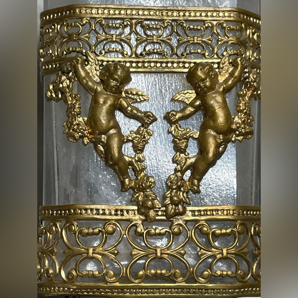 Baccarat Empire Style Ormolu Vintage Decanter Gold Gilt Cherubs.